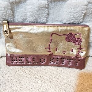 Sanrio 1976,2007 Embroidered Hello Kitty Zip Pouch Bag With Rivets Vintage Bags